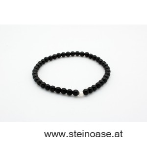 Armband SCHÖRL Turmalin + Silber, 4mm